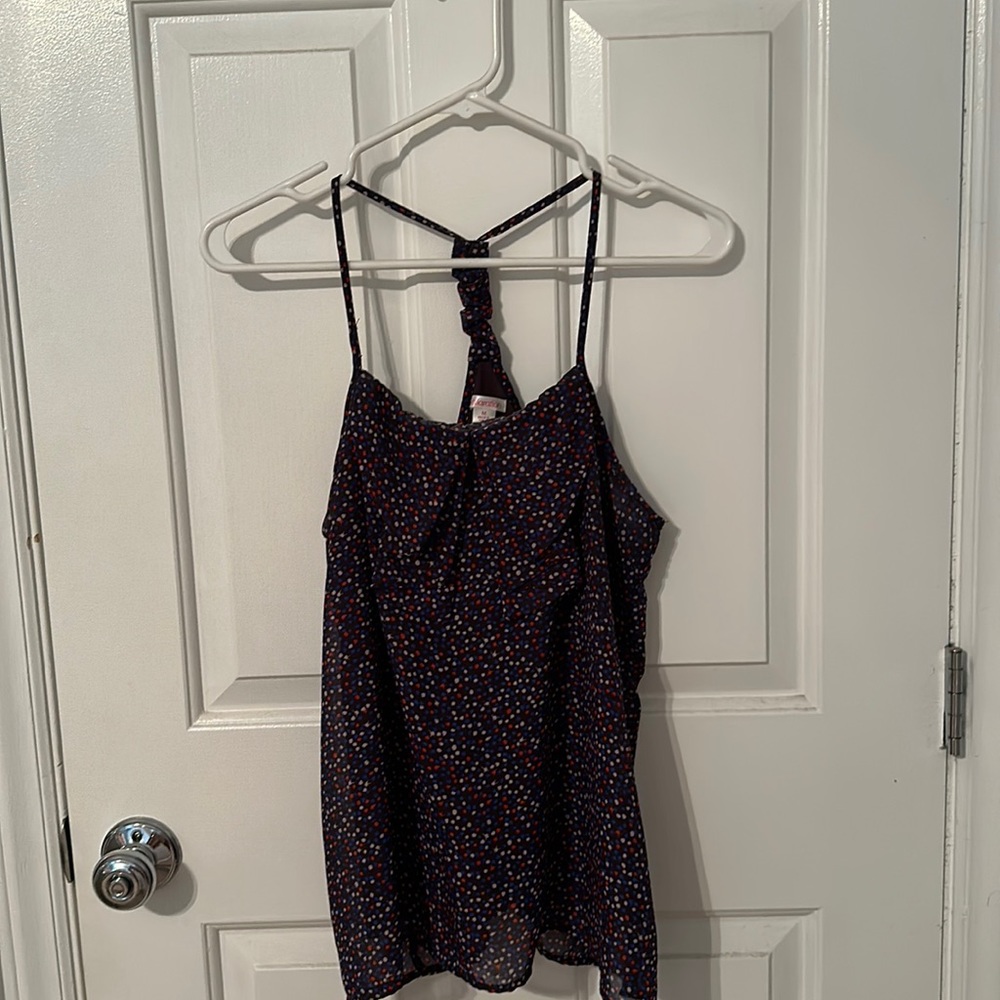 Navy tank top with red white and blue pattern